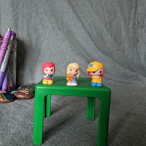 Squinkies Girls Set Barbie Bear Redhead Baseball Hat Lollypop 3pc Collector 1"